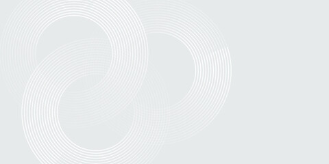 Abstract white glowing geometric lines on gray background. Modern shiny blue circle lines pattern. Futuristic technology concept. Suit for cover, poster,