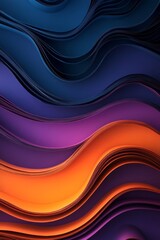 Abstract background paper cut concept, drak blue purple and orange wave form.