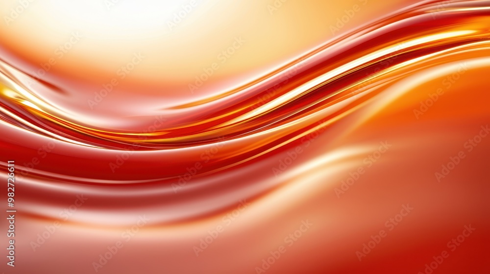 Poster a vibrant abstract image featuring smooth, flowing lines in warm hues of orange and red, evoking a s
