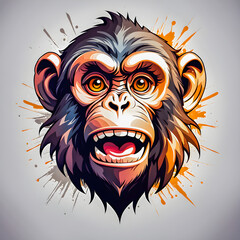 Fototapeta premium illustration of monkey head animal mascot logo on the abstract background.