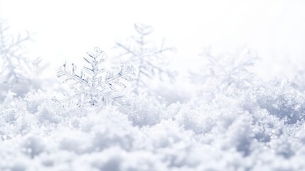 Sparkling snowflake on snow
