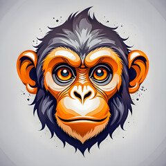 Fototapeta premium illustration of monkey head animal mascot logo on the abstract background.