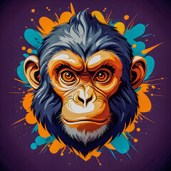 Obraz premium illustration of monkey head animal mascot logo on the abstract background.