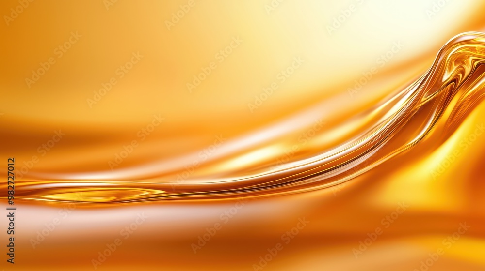 Poster Abstract golden liquid flow background with smooth curves and elegant lines creating a luxurious and shiny visual effect.