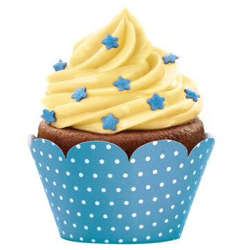 cupcake com creme de baunilha isolado em fundo transaparente