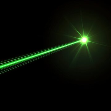 Green laser beam on black