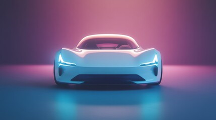 Futuristic Sports Car in Neon Lights.