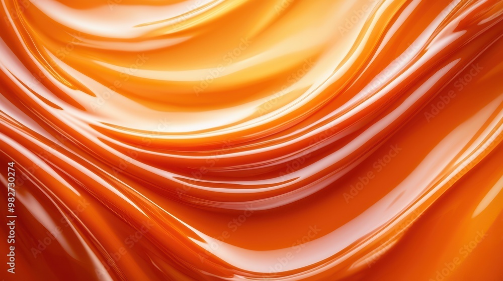 Poster Vibrant abstract background with smooth flowing orange and yellow hues, creating a fluid and dynamic texture perfect for design projects.