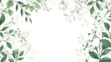 A wedding frame illustration with hand-drawn botanical elements, including vines and leaves, creating a soft, romantic border on a clean white background.