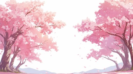 Pink blossoms falling