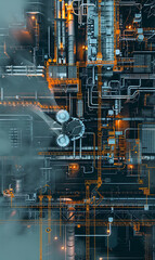 Obraz premium future holographic factory