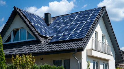 Fototapeta premium Homeowners reducing their carbon footprint by installing solar panels, energy-efficient windows, and water-saving devices