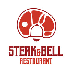 steak and bell restaurant flat minimalist logo design