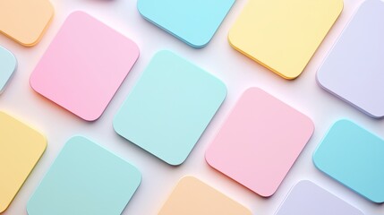 Abstract background with pastel colored Rectangle with rounded corners on white.