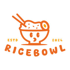 rice bowl restaurant flat minimalist logo design