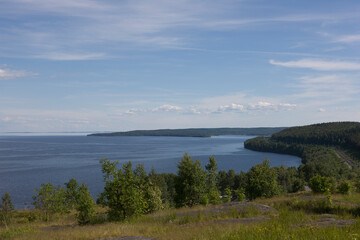 Russia Karelia Lake Onega on a cloudy summer day