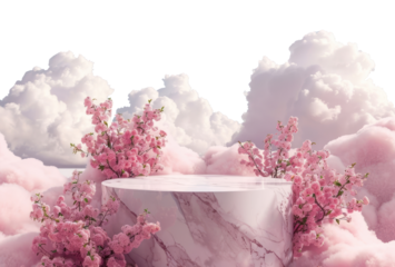 PNG Product podium with a botanical sky outdoors blossom.