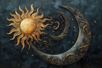 A sun and moon symbol intertwined in a beautiful, intricate design
