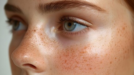 Before-and-after T-zone image, showing significant reduction in blackheads and improved skin clarity, focusing on texture, Realistic, Soft Focus