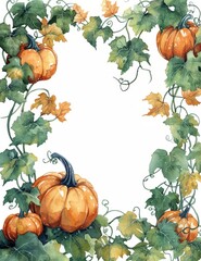 Pumpkins and vines border