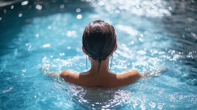 person swimming laps in a pool for health fitness and fun as part of an aquatic exercise routine promoting relaxation and energy