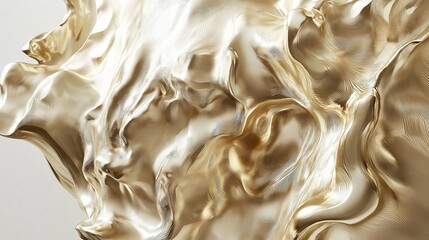 an abstract 3d object with amorphous forms made from gold