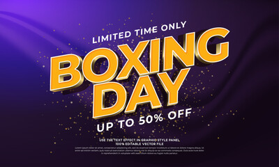Vector 3d text effect boxing day with luxury background