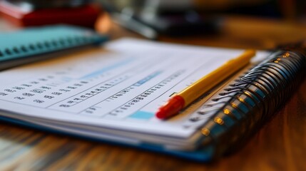 Fototapeta premium A close-up of a budget planner with categorized expenses and calculations