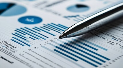 A close-up of a financial planning report with various graphs and pie charts