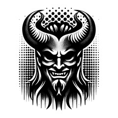 black and white old devil design