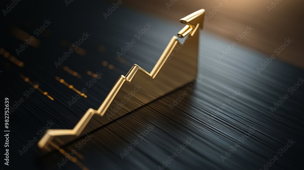 Poster a graph showing a sharp rise in success, with a gold arrow pointing upward