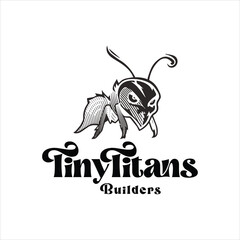 Bee vintage type logo design.