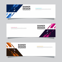 Vector set of landscape banner background design concept. Colorful background business layout template