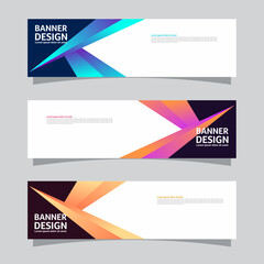 Vector set of landscape banner background design concept. Colorful background business layout template