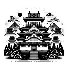 castle on the mountain black and white