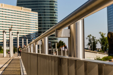 person walking on bridge