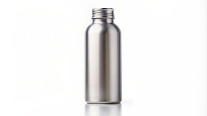 Silver standard thin vertical 250ml bottle isolated on white background, silver, standard, thin, vertical, 250ml, bottle
