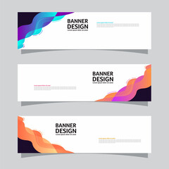Fototapeta premium Vector set of landscape banner background design concept. Colorful background business layout template