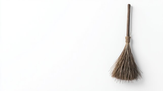 recommend clip art: A simple broom with a wooden handle, used for sweeping and cleaning.