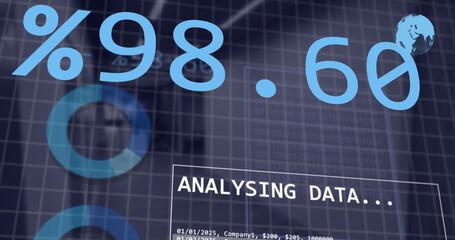 Obraz premium Image of financial data processing over office