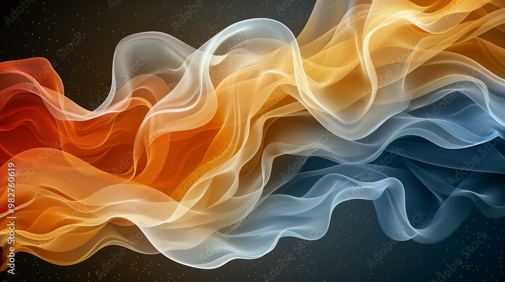 Aufkleber colorful flowing abstract mesh with gradient waves