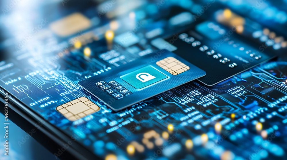 Aufkleber A digital wallet app on a mobile device showing a secure payment screen with options for credit and debit cards The vector art includes a lock symbol to emphasize the safety and security of the