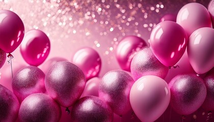 ピンクの風船と煌びやかなパーティー（Glittering party with pink balloons）
