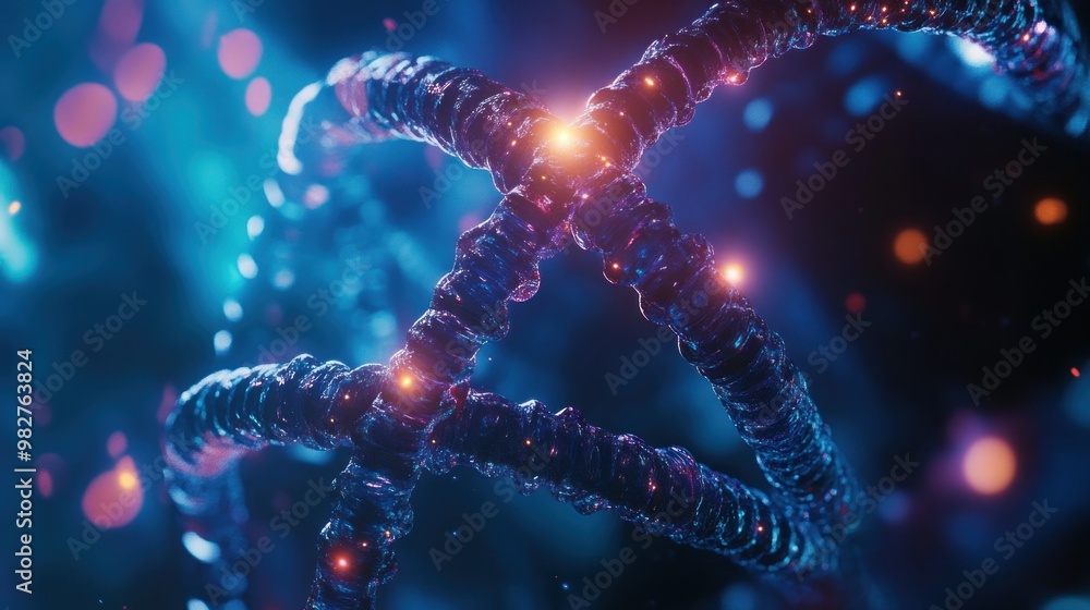 Poster a close-up view of a molecular structure with glowing elements, illustrating scientific concepts.