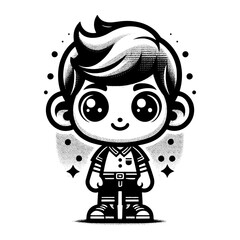 cute cartoon boy black and white