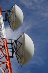 Old satellite dishes closeup