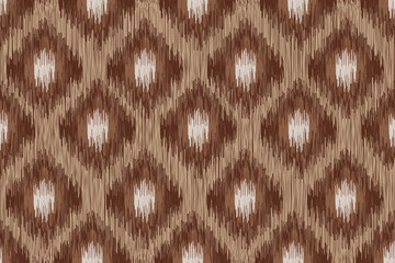 Rustic brown ikat textile pattern with symmetrical diamond design