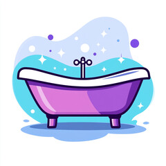 Naklejka premium A simple icon of the bathtub in illustration style. Isolated on a white background.