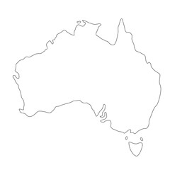  Australia country countour map. Land Silhouette. Vector illustration