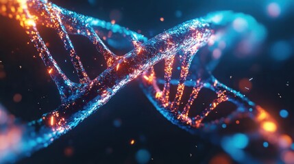 A vibrant depiction of DNA strands, showcasing their intricate structure and beauty.